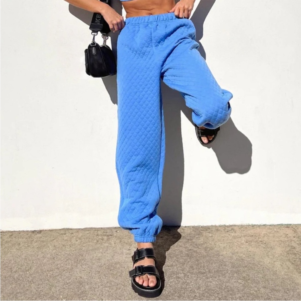 Princess Polly quilted blue joggers